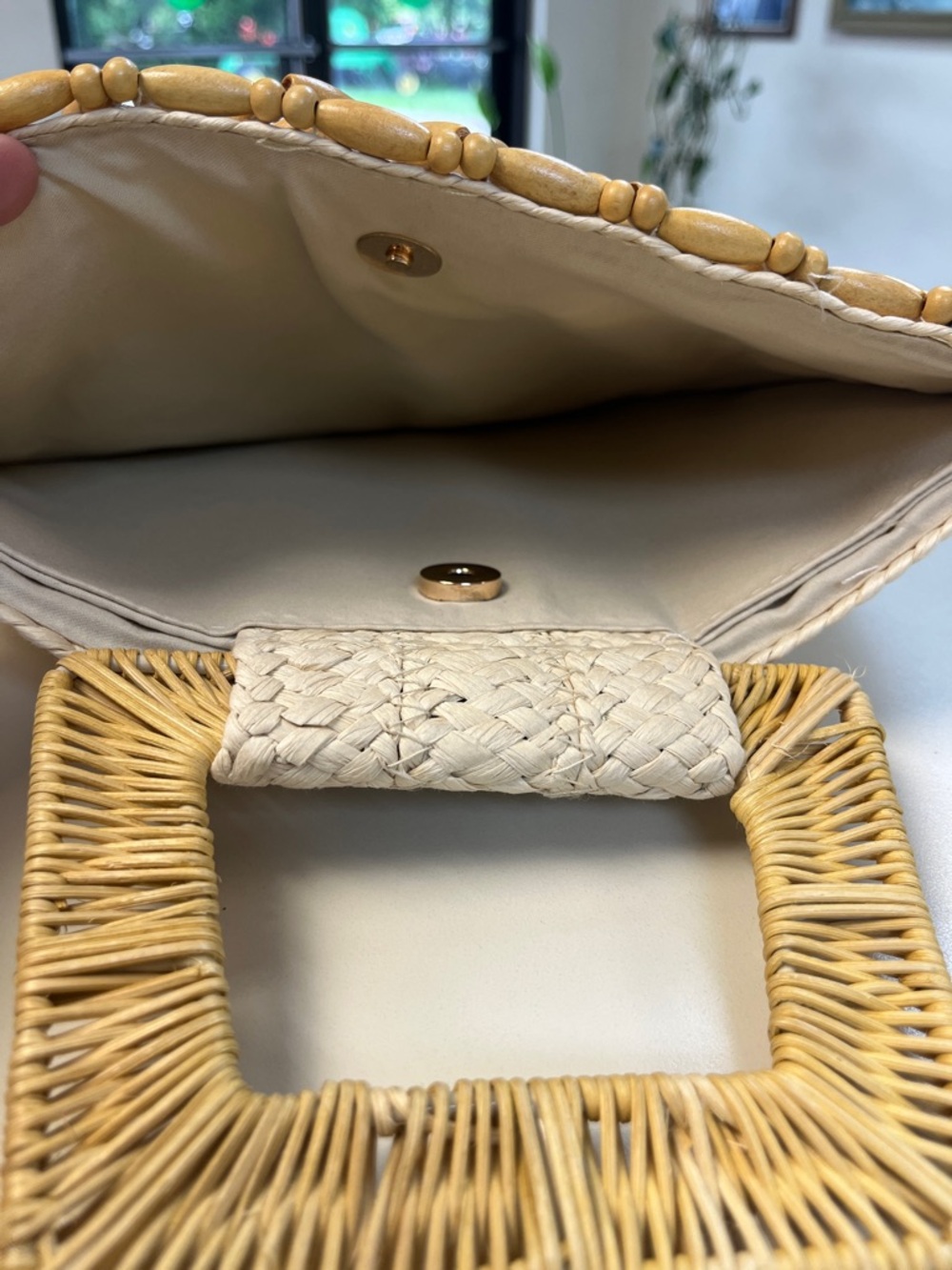 Natural wood beaded straw handbag from A New Day - Picture 3 of 5
